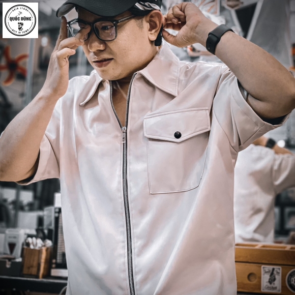 Áo  crop da tay ngắn màu kem size M,L
